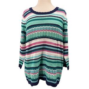 Appleseed's Women's Striped Pullover Cotton Sweater Size M Multicolor